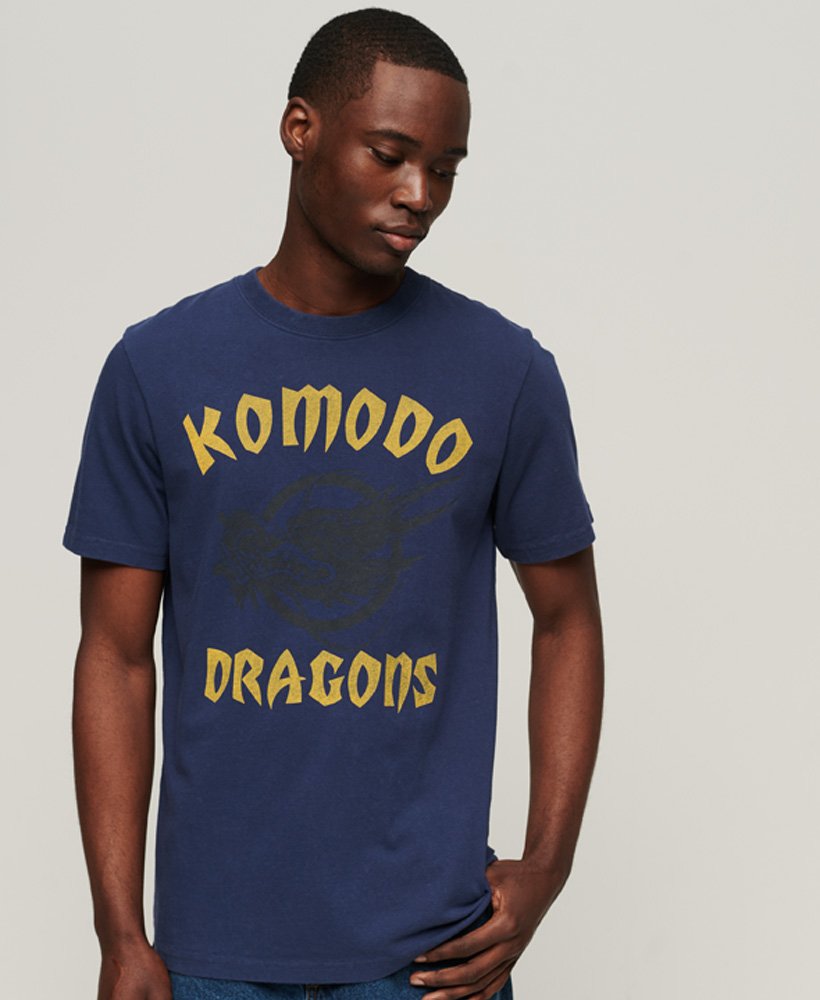 camiseta superdry x komodo classic dragon na cor azul marinho intenso.