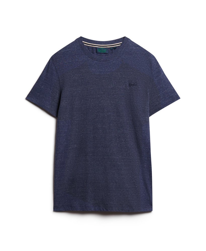 camiseta essential small logo em algodão orgânico na cor azul Índigo mesclado escuro