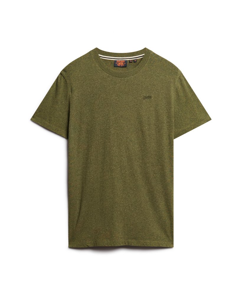 camiseta essential small logo em algodão orgânico na cor verde oliva mesclado