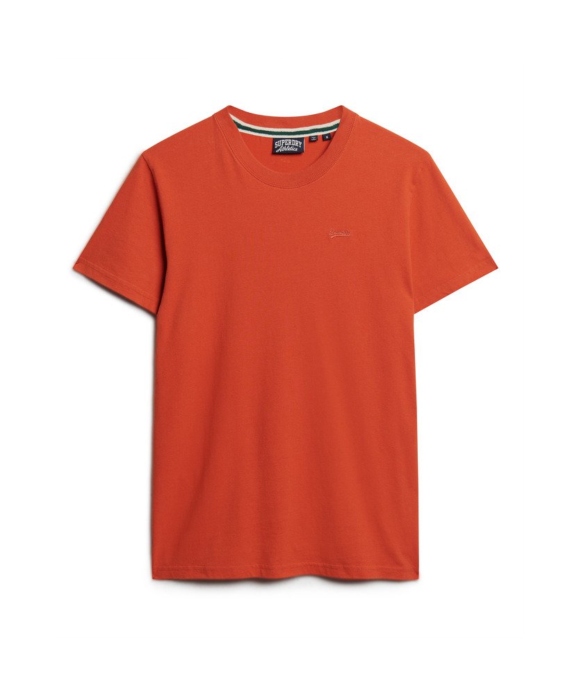 camiseta essential small logo em algodão orgânico na cor laranja ferrugem da denim co.