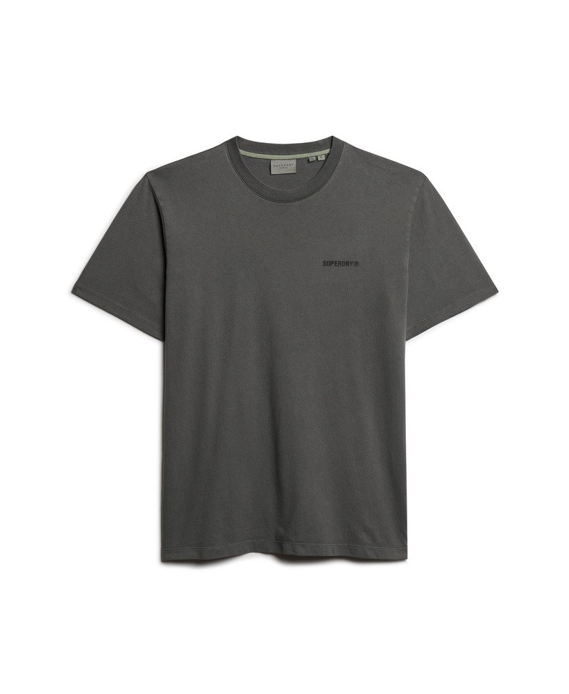 camiseta folgada com logo tingido em cinza escuro.