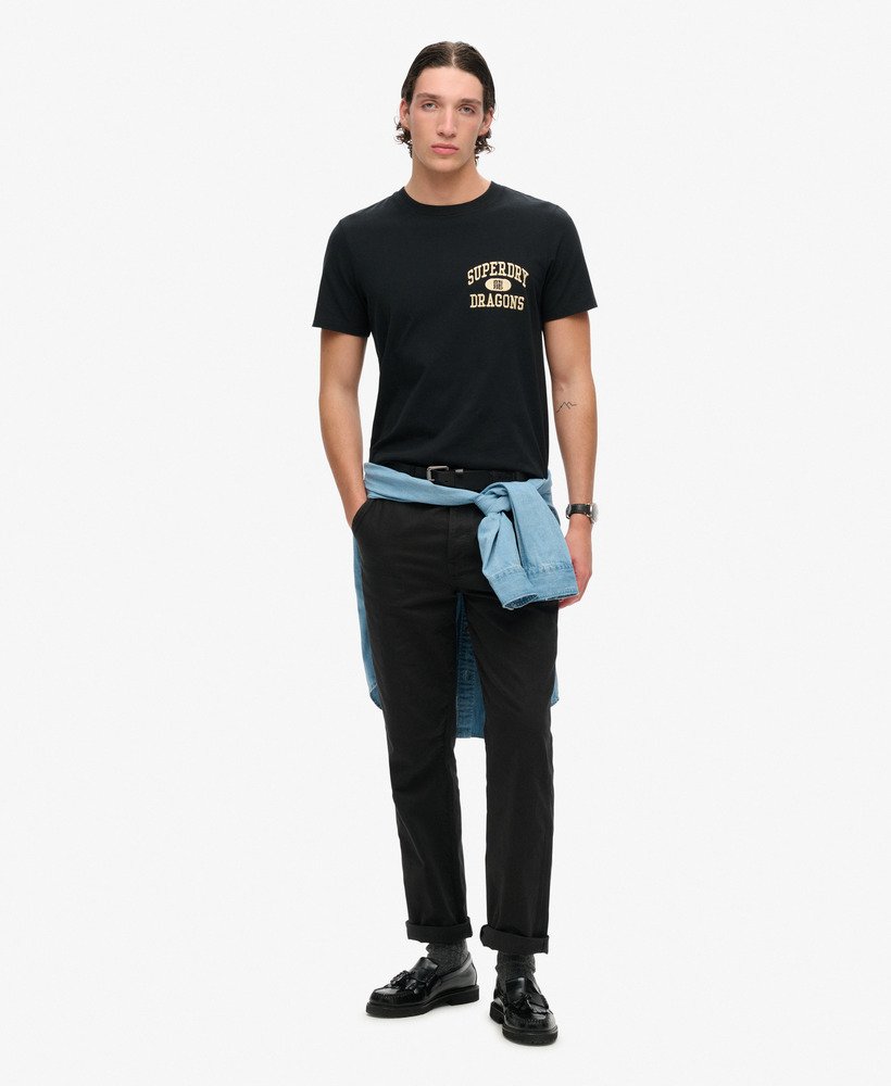 camiseta com estampa do ano novo chinês na cor preta azul