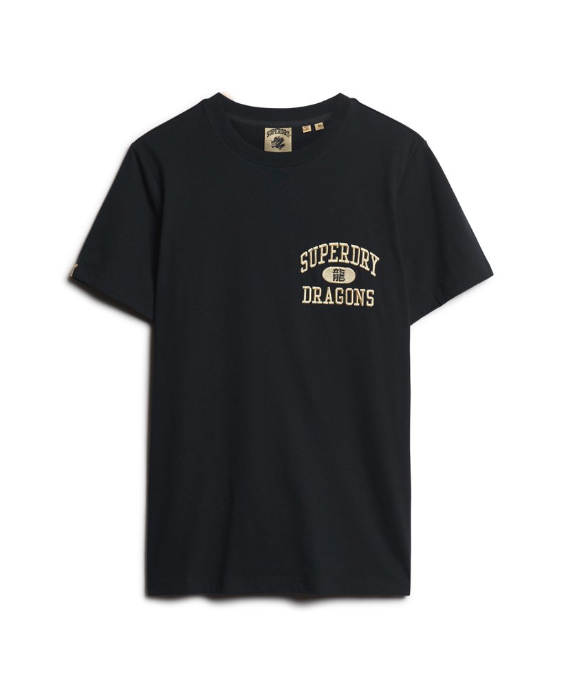 camiseta com estampa do ano novo chinês na cor preta azul