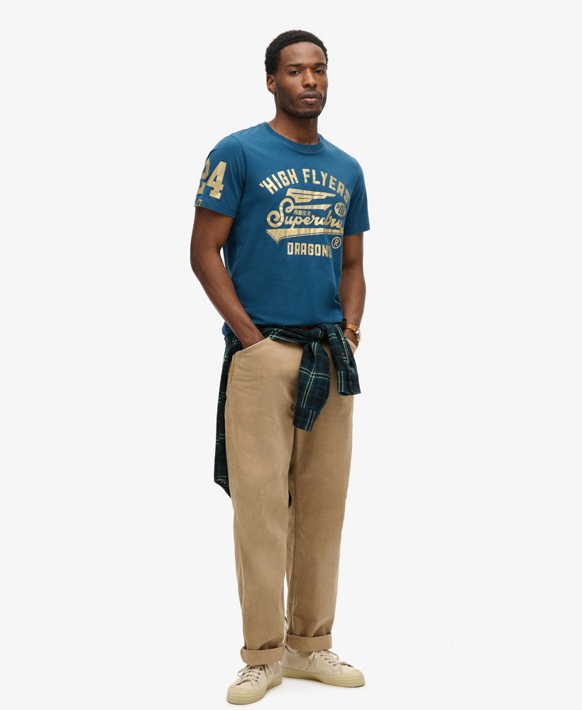 camiseta gráfica de ano novo chinês na cor azul garrafa