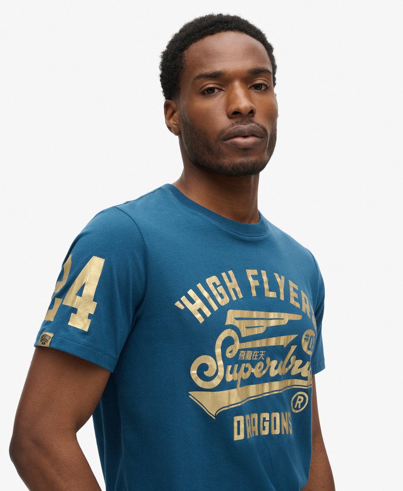 camiseta gráfica de ano novo chinês na cor azul garrafa