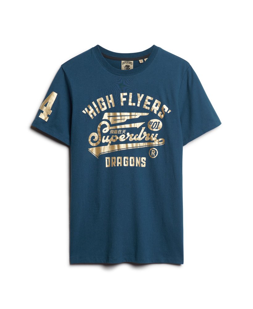 camiseta gráfica de ano novo chinês na cor azul garrafa