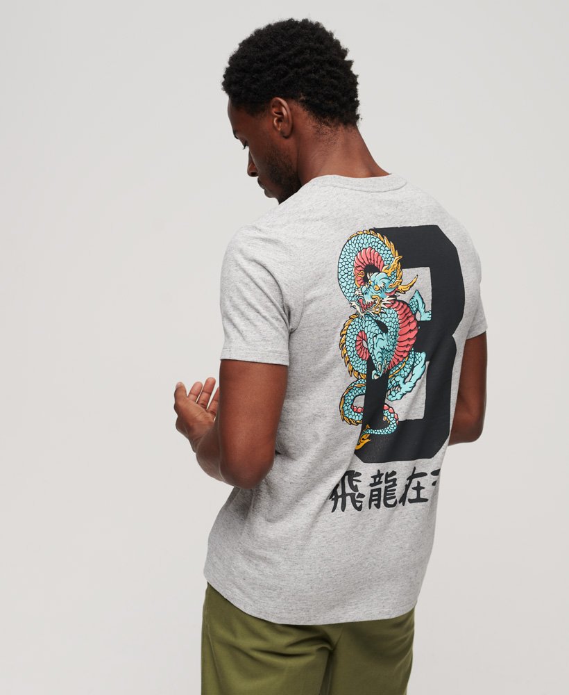camiseta com estampa do ano novo chinês em cinza mesclado.