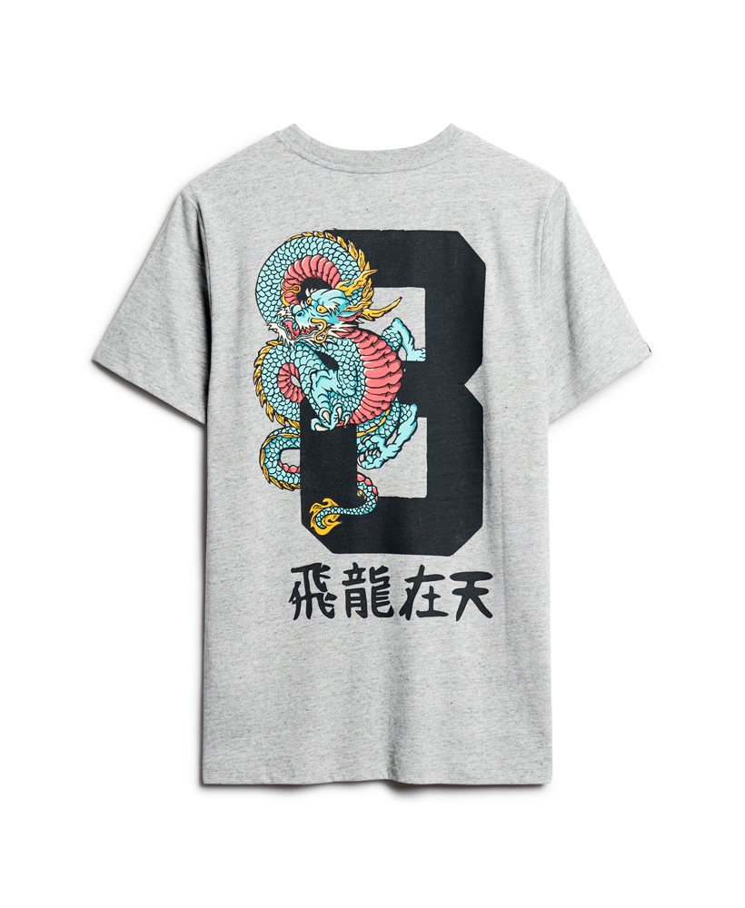 camiseta com estampa do ano novo chinês em cinza mesclado.