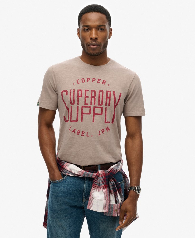 camiseta copper label workwear em tecido slub bege escuro