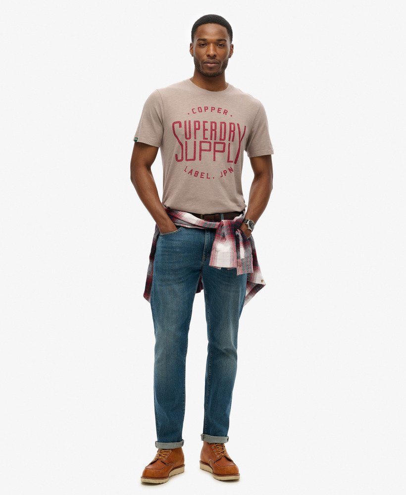 camiseta copper label workwear em tecido slub bege escuro