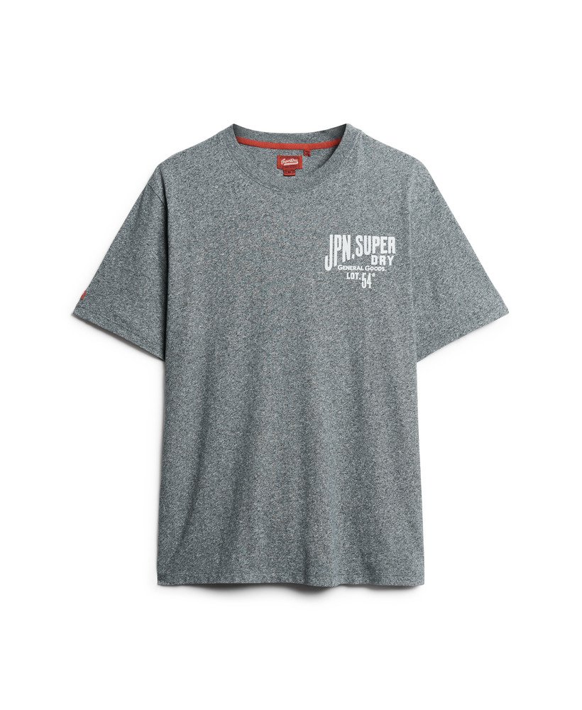 camiseta workwear com estampa no peito em tom azul marinho fosco.