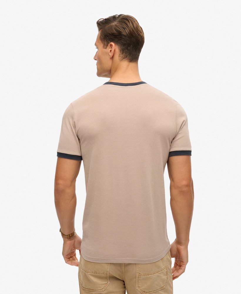 camiseta ringer workwear graphic em bege escuroazul marinho eclipse