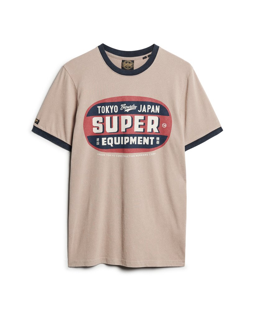 camiseta ringer workwear graphic em bege escuroazul marinho eclipse