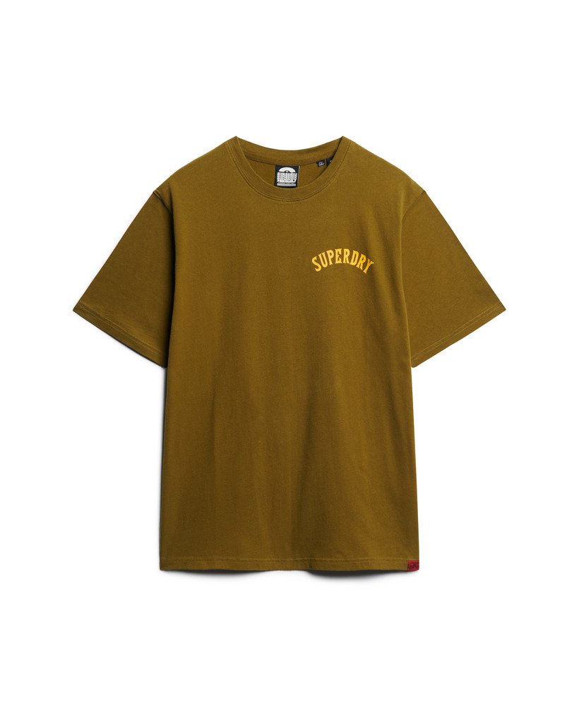 camiseta folgada com estampa de tatuagem na cor verde abeto.