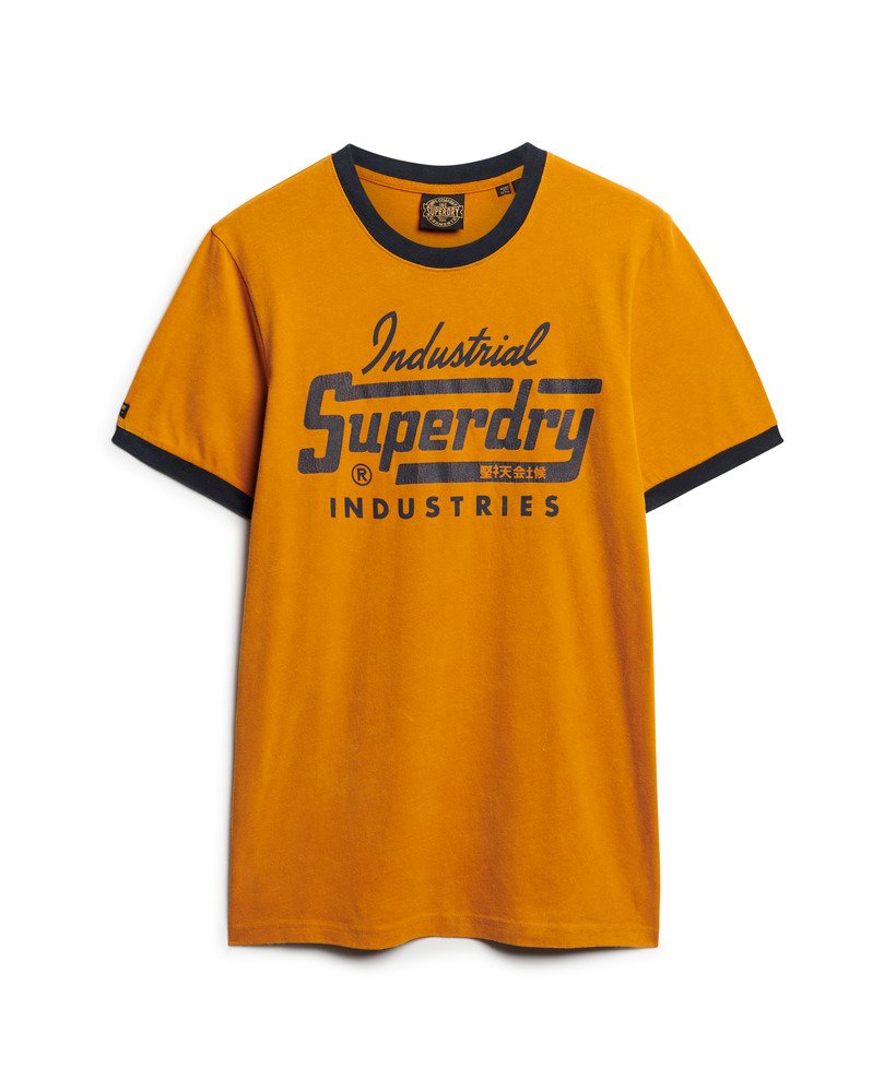camiseta ringer workwear graphic em marrom ocre heritageazul marinho eclipse