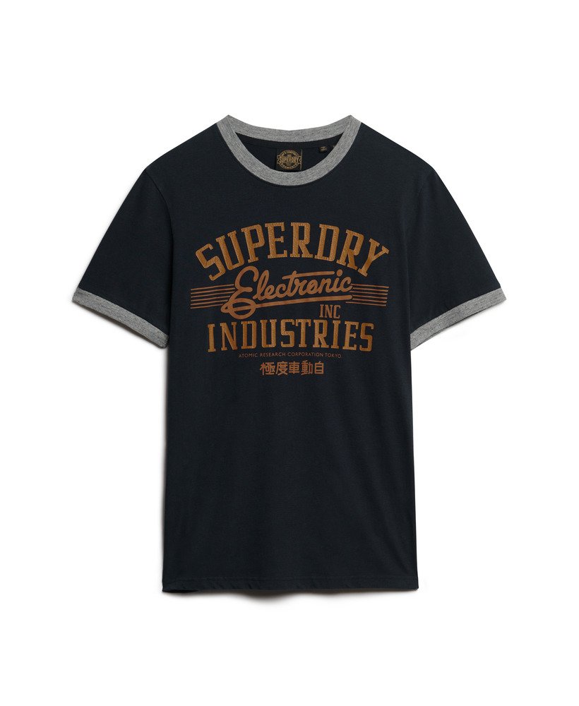 camiseta gráfica ringer workwear na cor eclipse navyathletic grey mescl