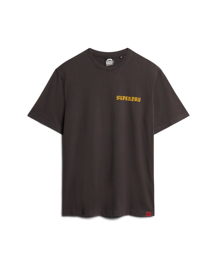 camiseta folgada com estampa de tatuagem na cor preto vintage
