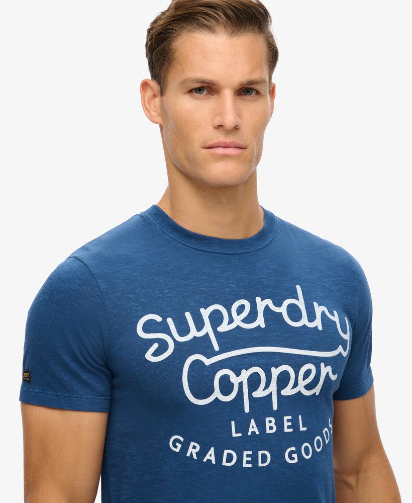 camiseta copper label script em tecido pilot mid blue slub
