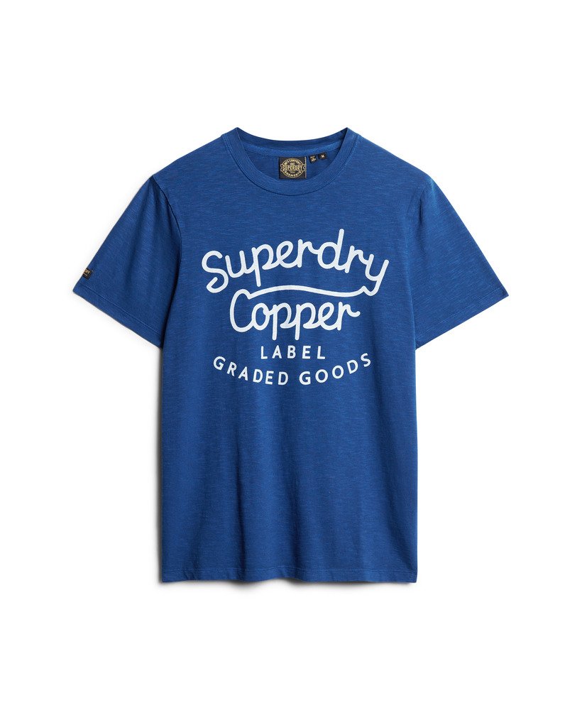 camiseta copper label script em tecido pilot mid blue slub
