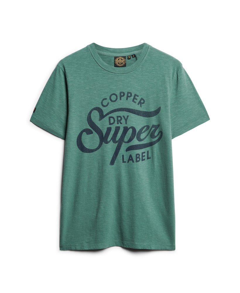 camiseta copper label script em tecido drius green slub