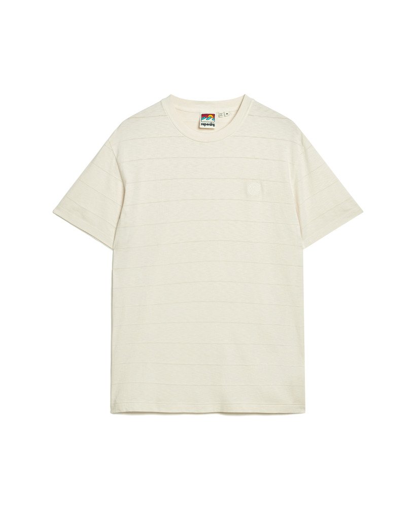camiseta de algodão orgânico com textura vintage na cor areia branca