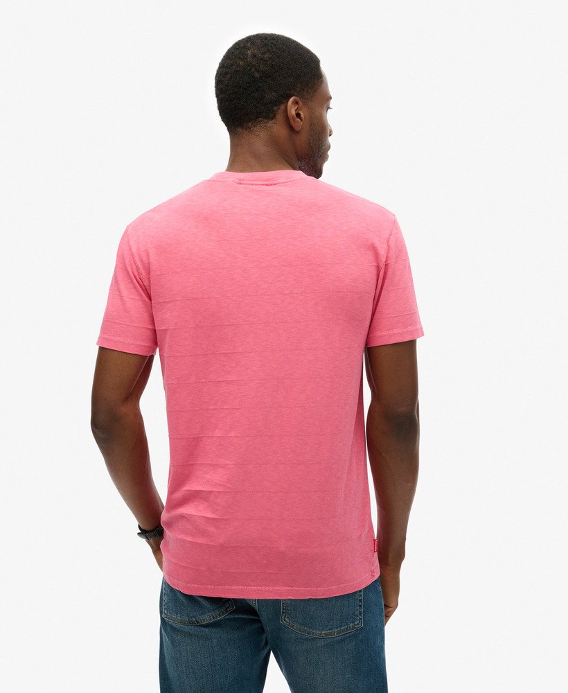 camiseta de algodão orgânico com textura vintage na cor rosa deserto.