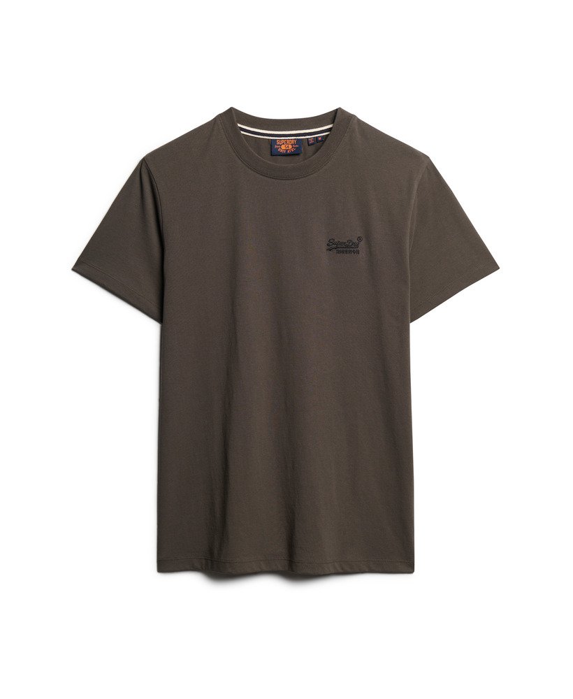 camiseta essential de algodão orgânico com logo bordado na cor preto vintage