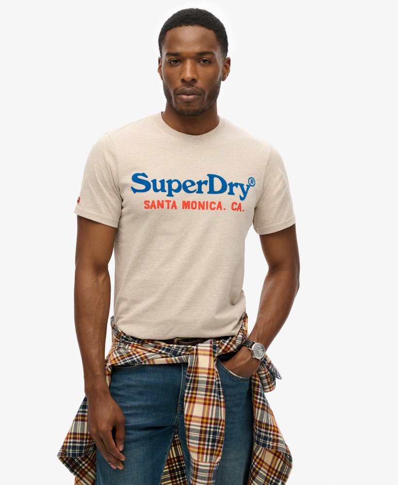 camiseta venue duo com logo na cor bege mesclado lavin