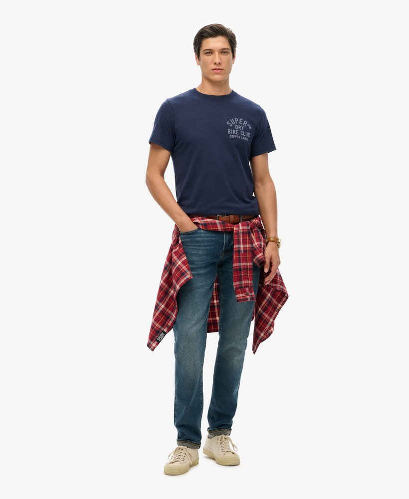 camiseta copper label com estampa no peito em azul marinho mesclado