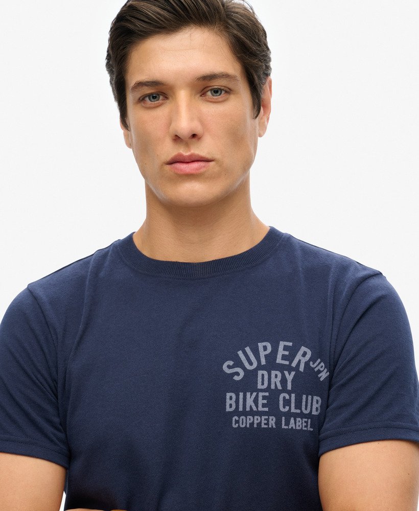 camiseta copper label com estampa no peito em azul marinho mesclado