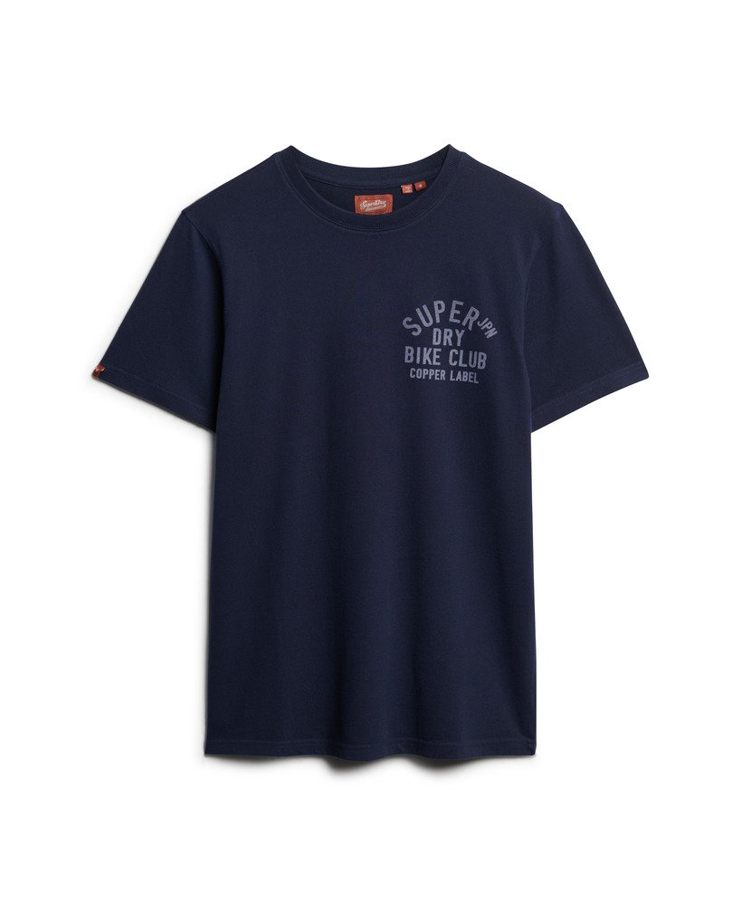 camiseta copper label com estampa no peito em azul marinho mesclado