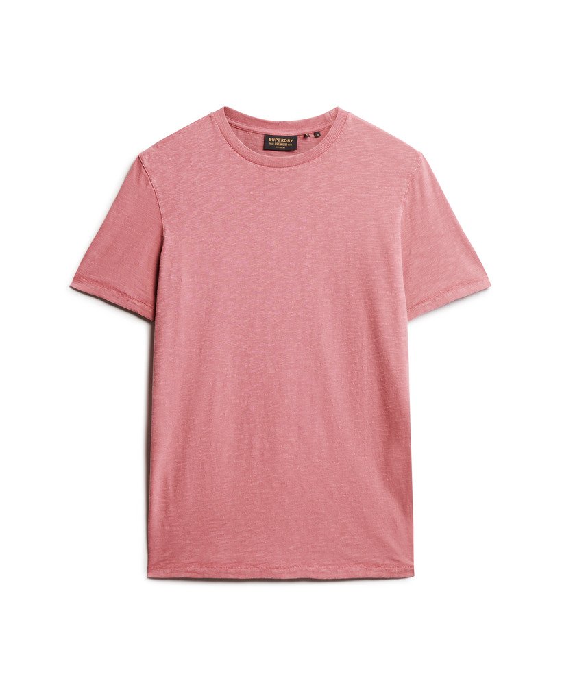 camiseta de manga curta com gola redonda em tecido texturizado rosa mesa.