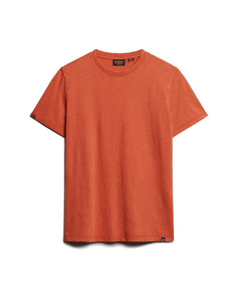 camiseta de manga curta com gola redonda em tecido texturizado na cor laranja mecca.