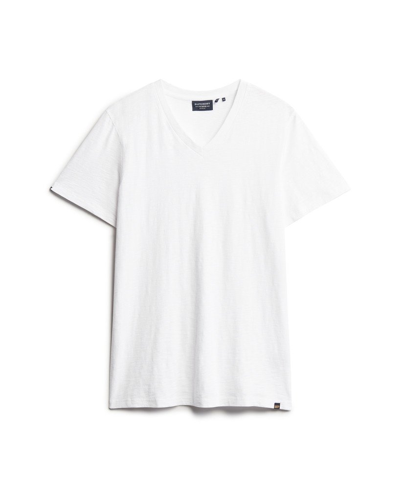 camiseta de manga curta com decote em v e textura flamê na cor optic.
