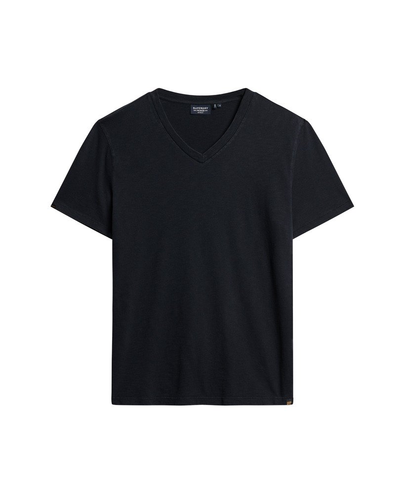 camiseta de manga curta com decote em v em tecido texturizado na cor azul-marinho eclipse.