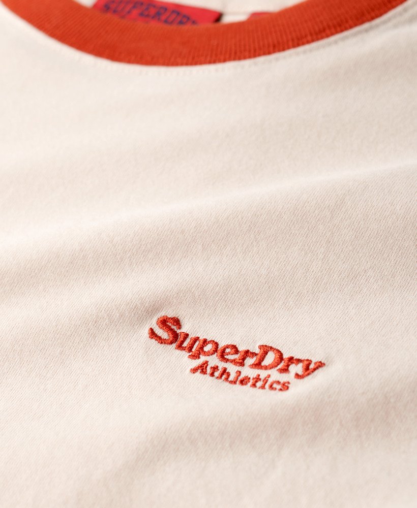 camiseta essential logo ringer em oatmealdenim co rust