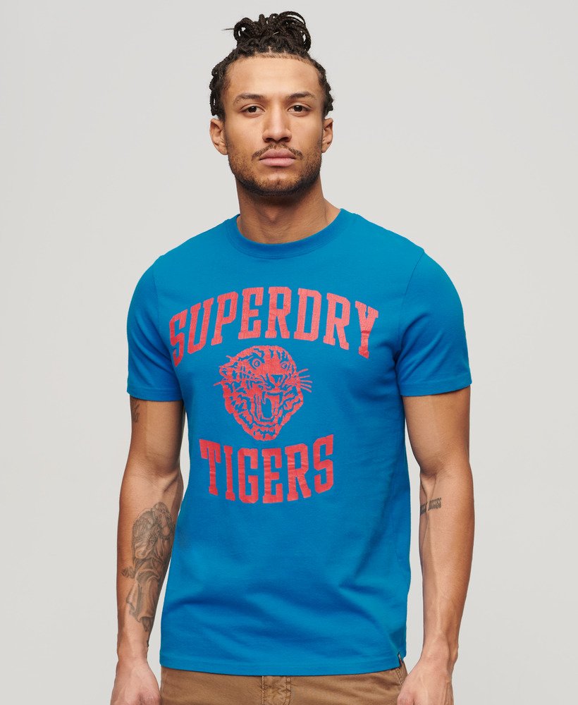 camiseta esportiva de atletismo com estampa na cor azul super denby