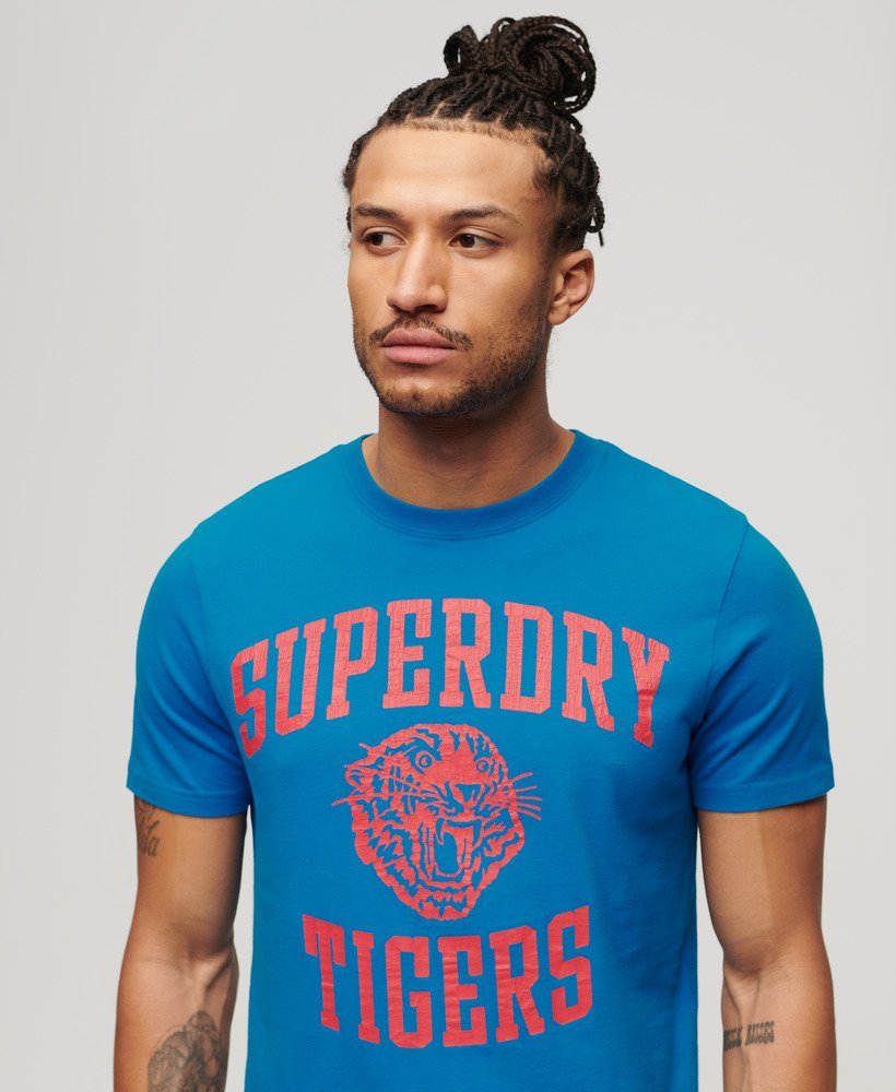 camiseta esportiva de atletismo com estampa na cor azul super denby