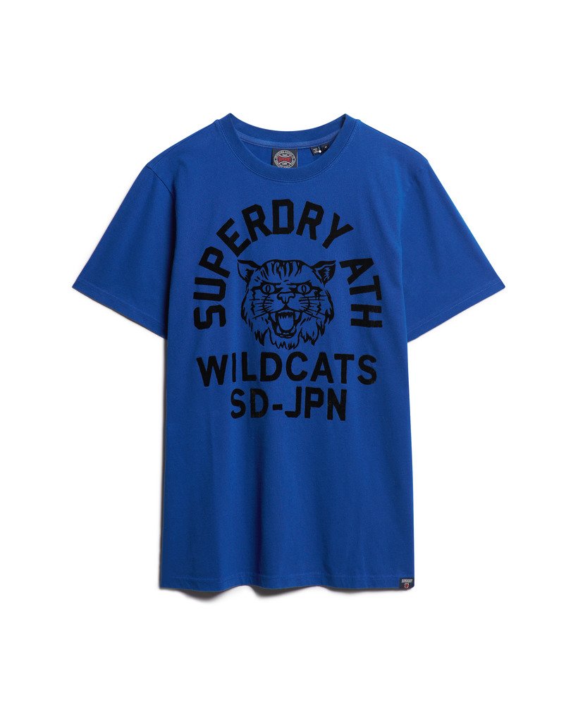 camiseta esportiva de atletismo com estampa na cor azul real.