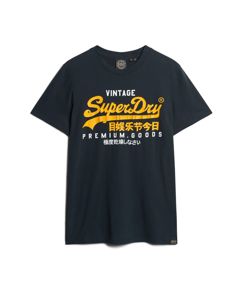 camiseta vintage logo duo na cor azul marinho eclipse