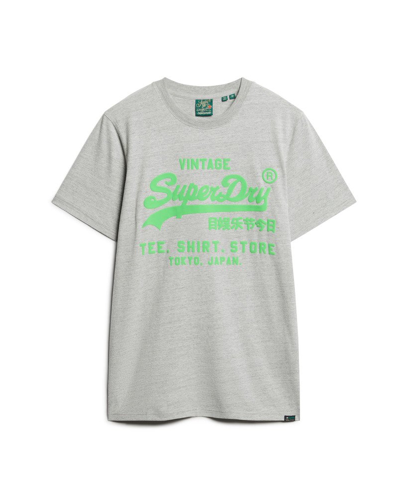 camiseta com logo vintage em neon na cor cinza mescla atlético
