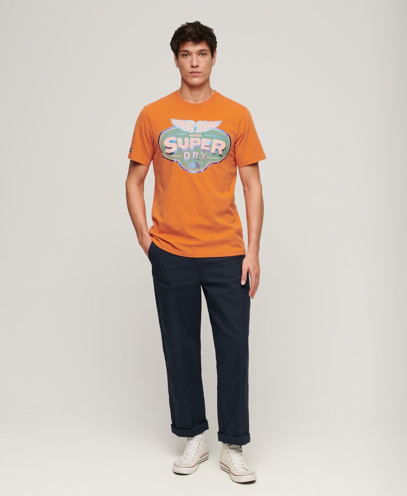 camiseta gasoline workwear na cor laranja ferrugem da denim co.