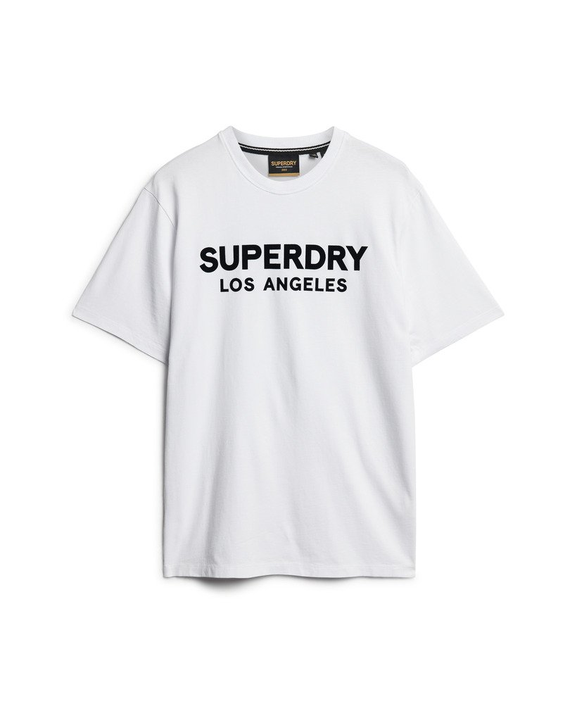 camiseta esportiva de luxo com modelagem folgada na cor branca brilhante.