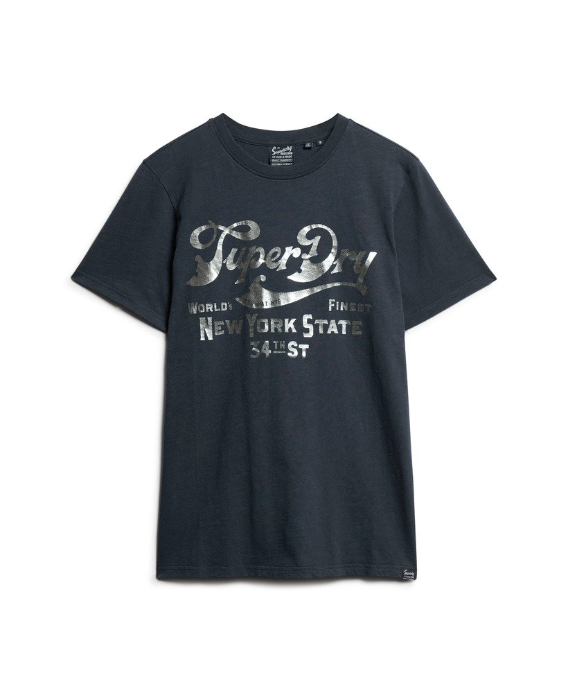 camiseta gráfica metálica workwear na cor eclipse navy slub