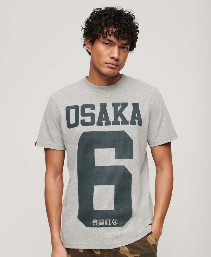 camiseta gráfica osaka 6 na cor cinza mesclado