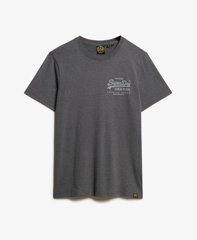 camiseta vintage logo heritage com estampa no peito na cor cinza granito mesclado