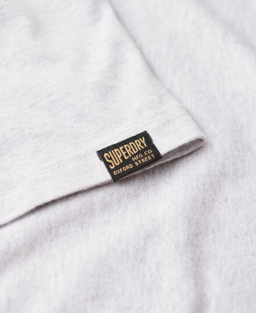 camiseta vintage logo heritage com estampa no peito em cinza mesclado