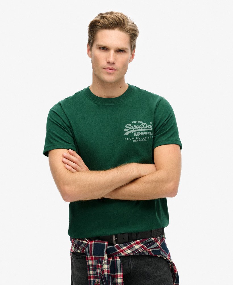 camiseta vintage logo heritage com estampa no peito na cor bengreen marl