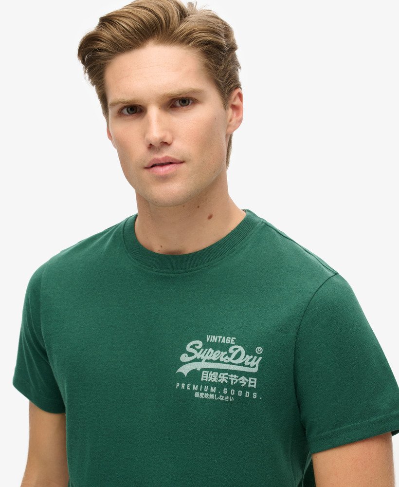 camiseta vintage logo heritage com estampa no peito na cor bengreen marl