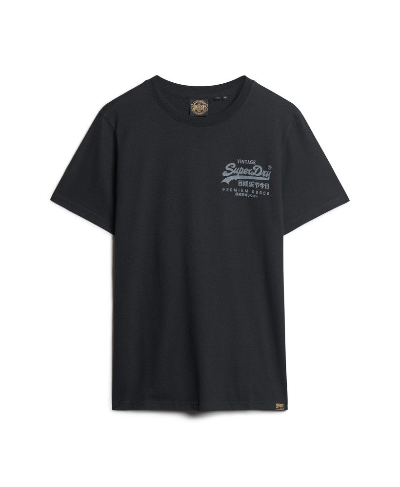 camiseta vintage logo heritage com estampa no peito na cor nero black mescla.